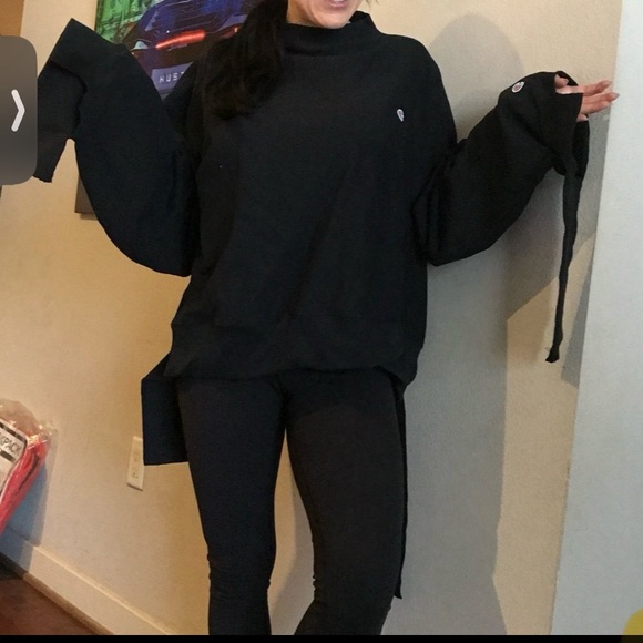 Cutout Raw hem sweatshirt black designer - Picture 1 of 5